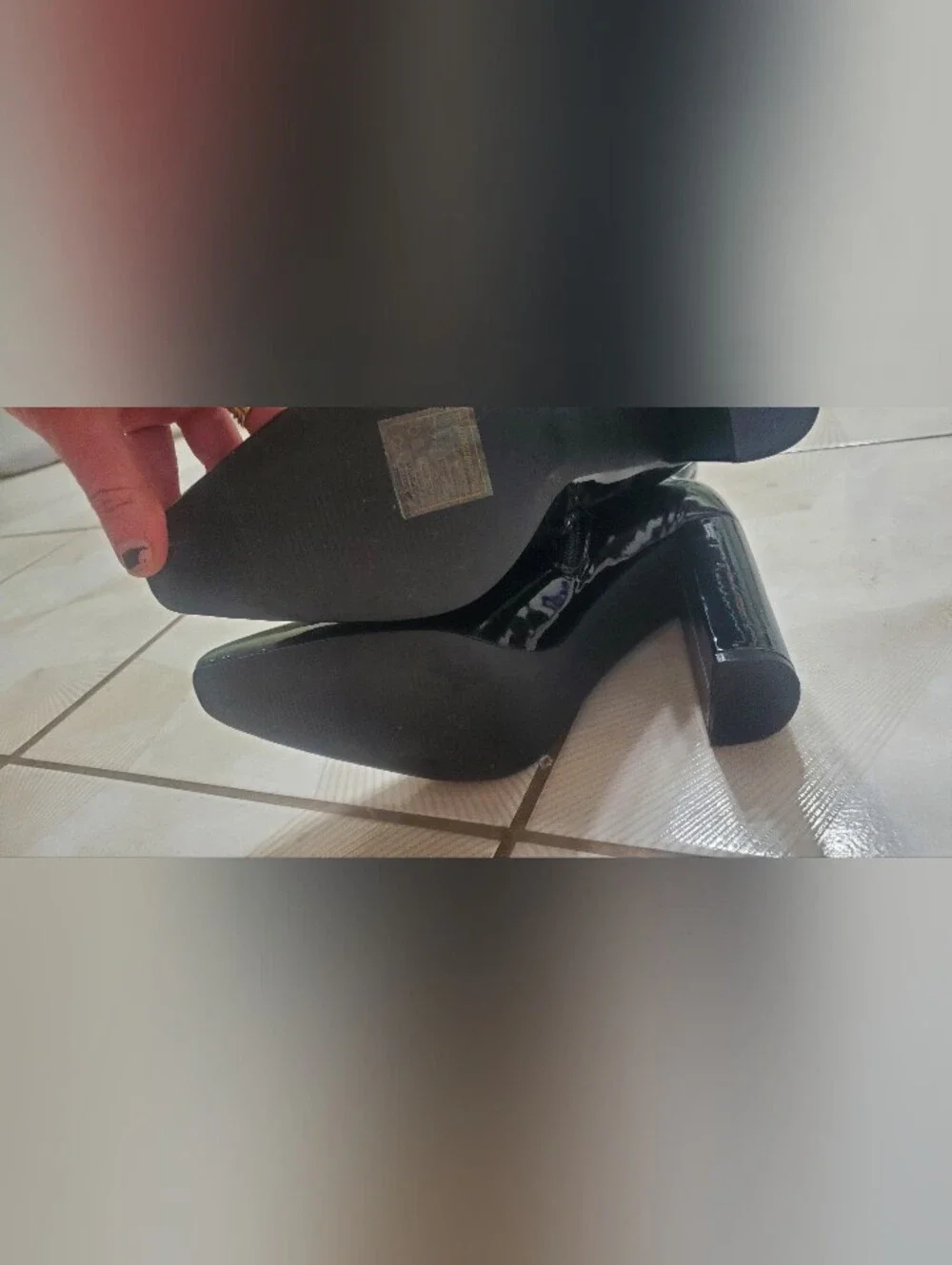 Black Patent Over-the-Knee Heeled Boots
